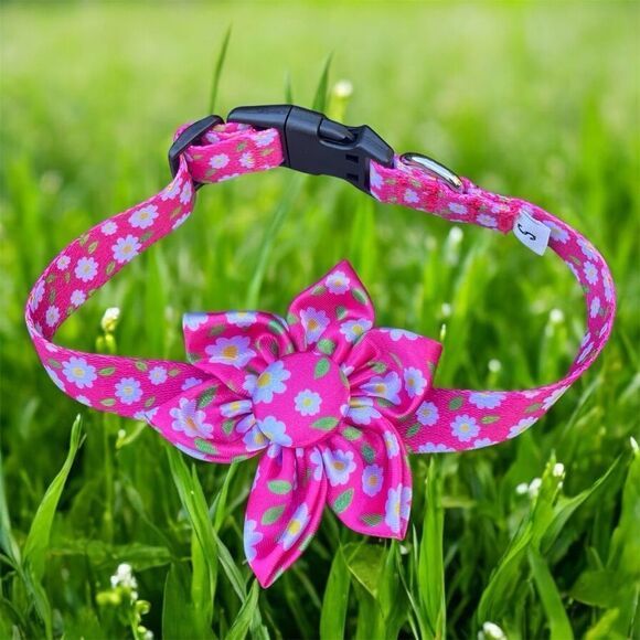 NWT New Pink & Purple Flower Floral Cat Pet Collar. Small - Picture 1 of 5